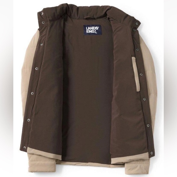 LANDSEND Mens Quilted Stretch Down Jacket Khaki/Brown 34 to 9 Degrees Temps - Picture 3 of 4